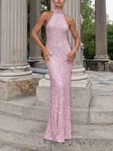 Elegant Sequined Backless Maxi Dress